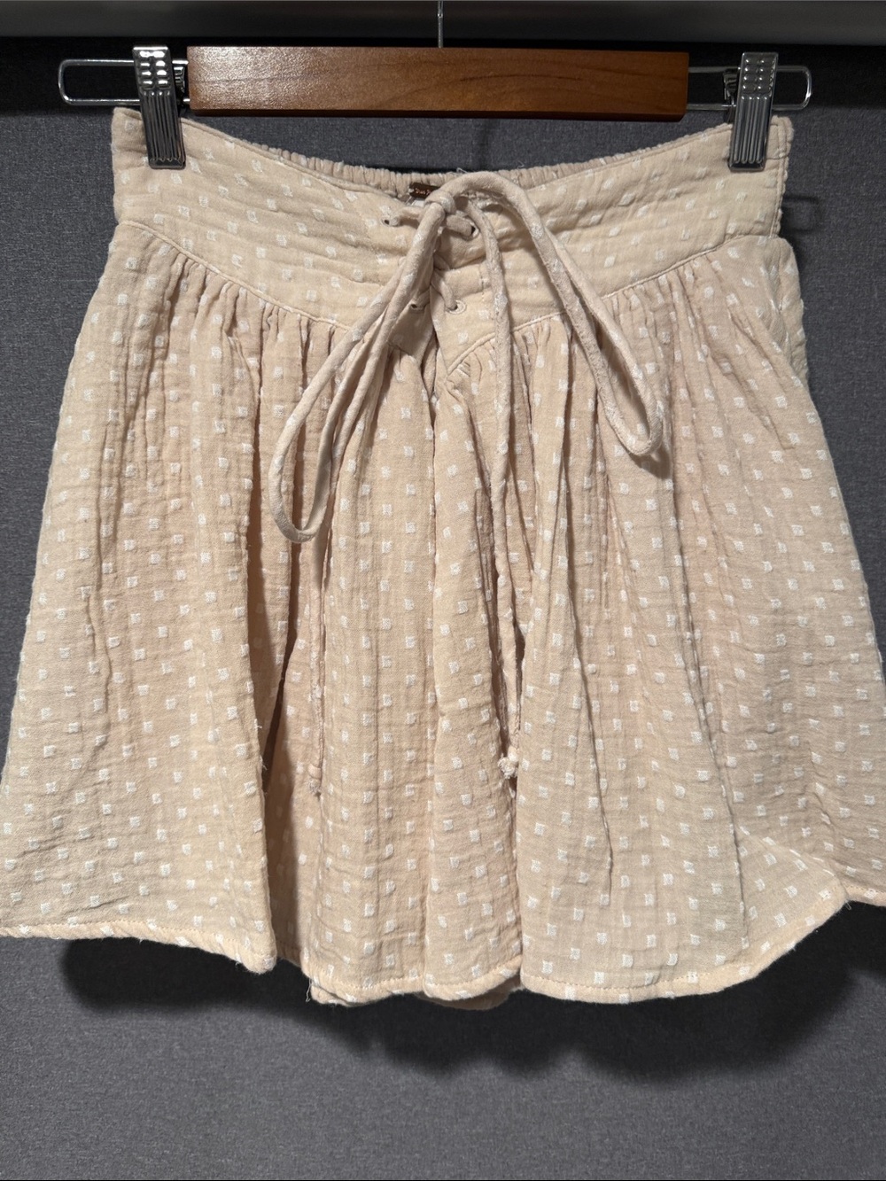 Free People Beige Textured Midi Skirt/Skort w/ Pockets